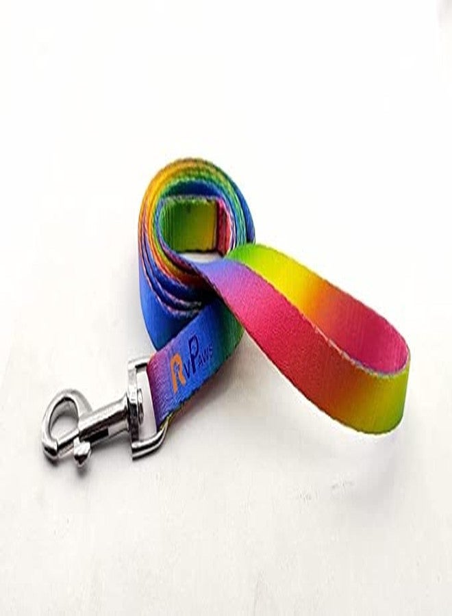 Pups&Pets 15MM Adjustable Nylon Collar and Leash - Quick Release and Breathable Design Cute Collar Easy Clip Buckle Bell with Bell for Dogs & Cat - Rainbow - Image 3